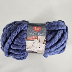 1 Skein Red Heart Irresistible #7 Jumbo Yarn Denim Blue Acrylic Wool Discontinue